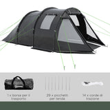 easycomfort easycomfort tenda da campeggio 3 4 persone due stanze con finestre borsa da trasporto 475x264x172cm nero