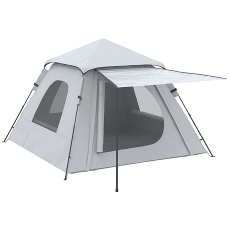 easycomfort easycomfort tenda da campeggio da 2 3 persone con veranda 210x210x150cm grigia e bianca