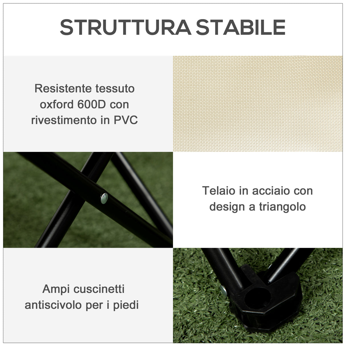 easycomfort easycomfort sedia da campeggio pieghevole in tessuto oxford con tasca laterale e borsa da trasporto 61x54x66 cm