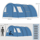 easycomfort easycomfort tenda da campeggio per 5 6 persone con 2 porte finestre e tasche portaoggetti 475x315x215 cm blu