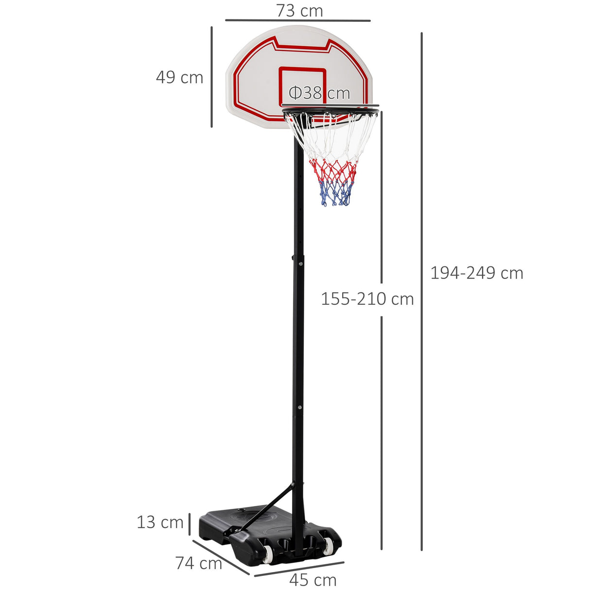 easycomfort easycomfort canestro da basket da esterno con supporto e altezza regolabile in acciaio