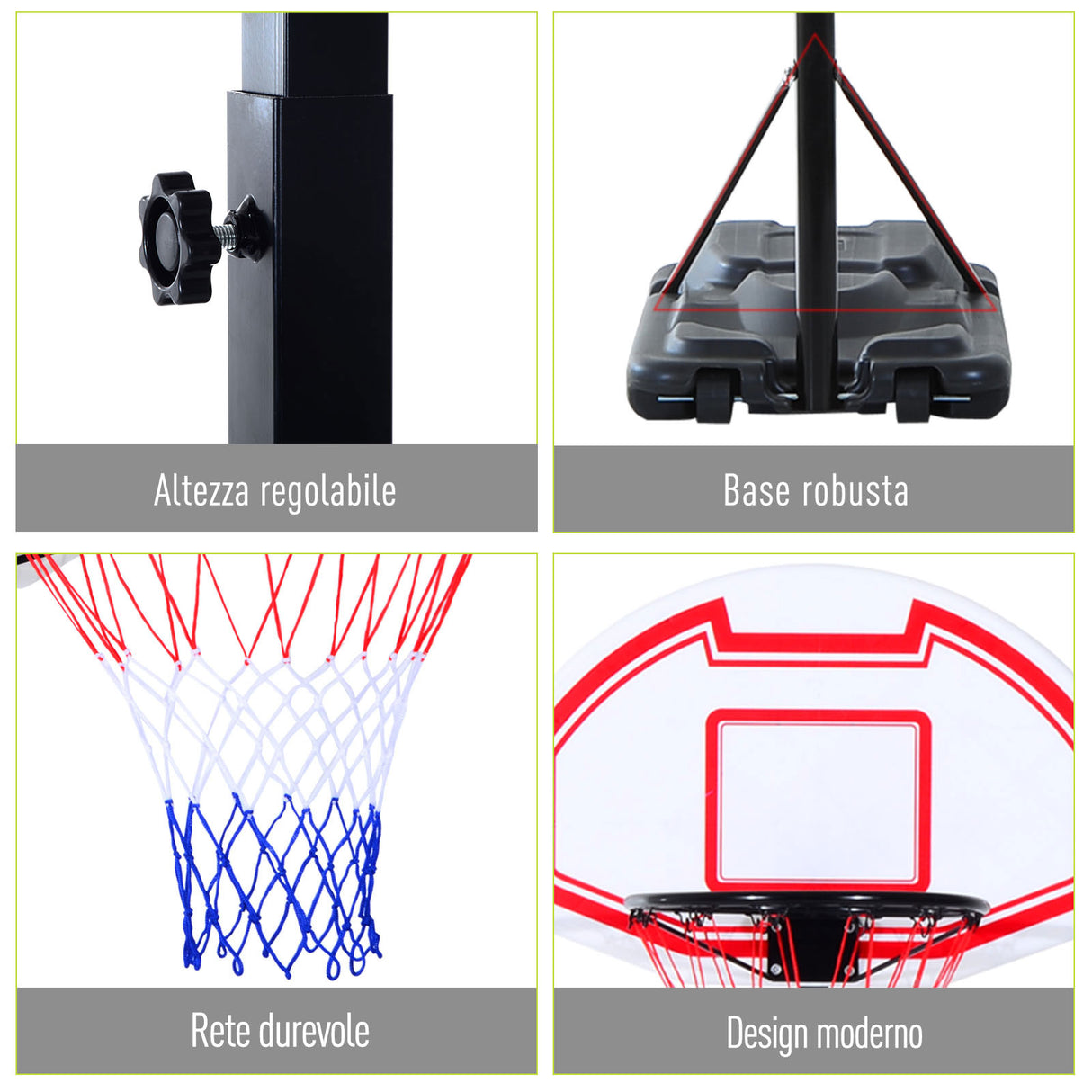 easycomfort easycomfort canestro da basket da esterno con supporto e altezza regolabile in acciaio