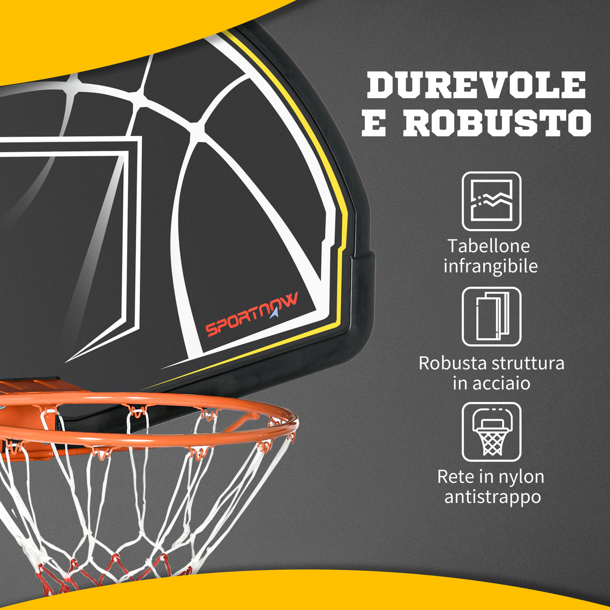 easycomfort easycomfort canestro basket per bambini e adulti da indoor e outdoor in acciaio e pe 110x90x70 cm nero e giallo