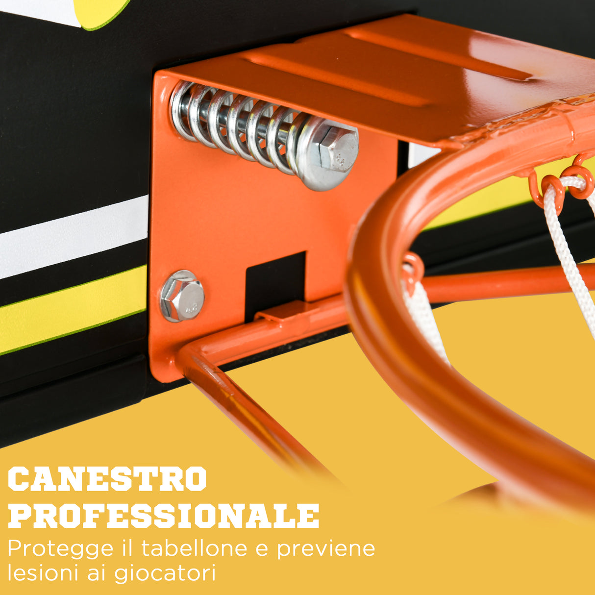 easycomfort easycomfort canestro basket per bambini e adulti da indoor e outdoor in acciaio e pe 110x90x70 cm nero e giallo