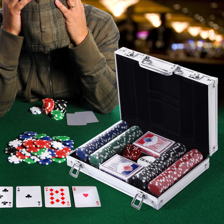 easycomfort easycomfort valigetta poker professionale in alluminio set con 200 fiches e 2 mazzi per texas holdem e blackjack