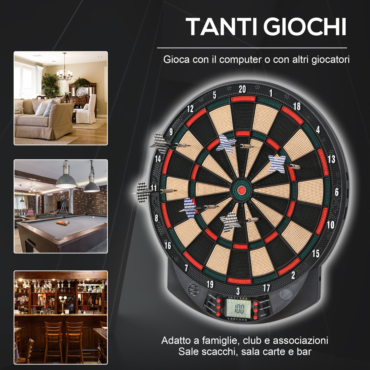 easycomfort easycomfort bersaglio a freccette elettronico in pp con 6 freccette e tabellone segna punti 44x39 5x 2 2cm nero