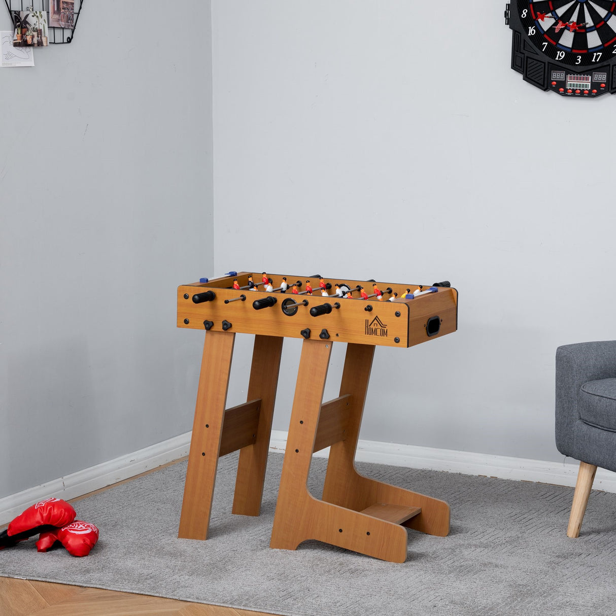 easycomfort easycomfort calcio balilla pieghevole in legno con 6 aste 18 giocatori e segnapunti 69x37x70cm