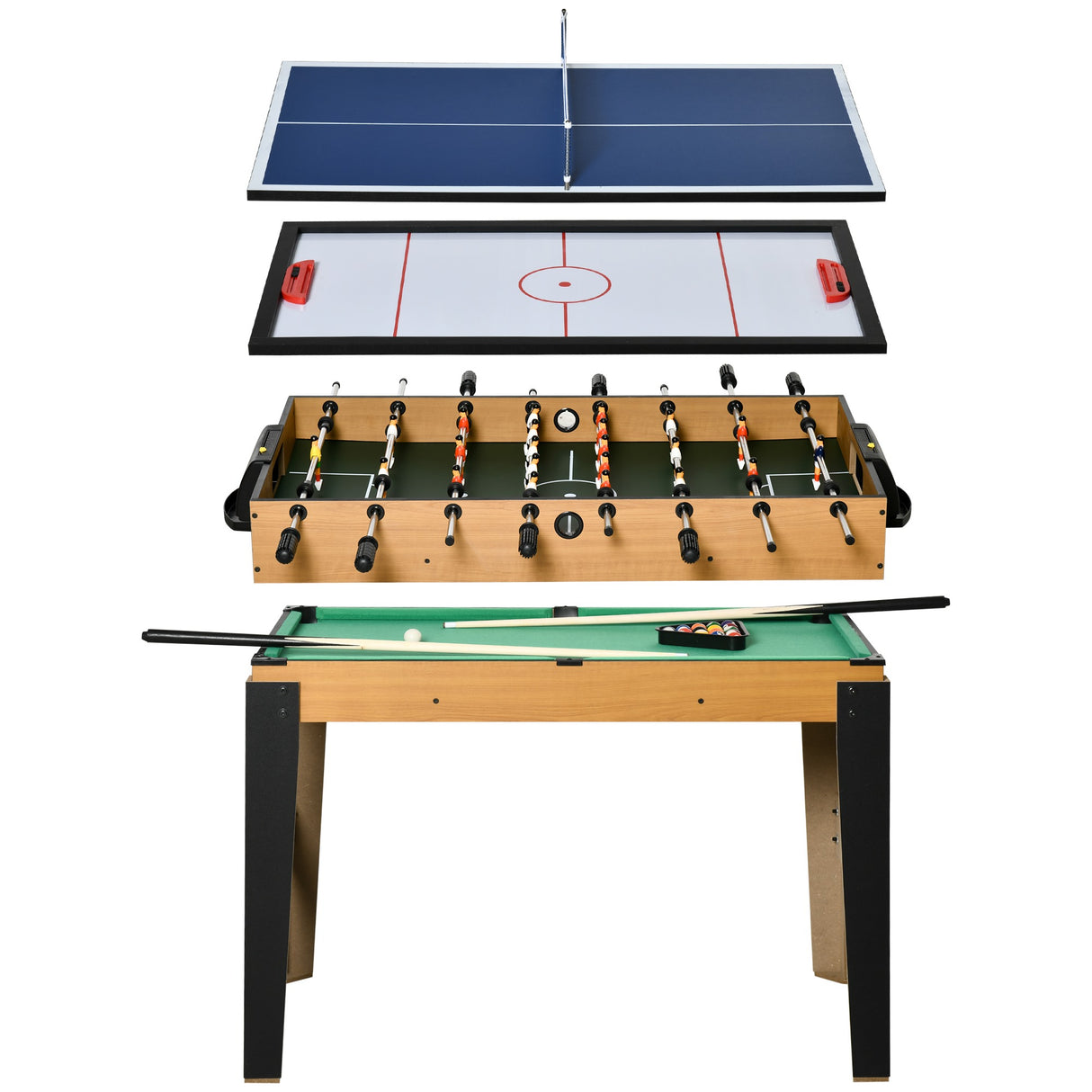 easycomfort easycomfort tavolo multigioco 4 in 1 con calcio balilla biliardo ping pong e hockey da tavolo 107x61x84 5cm