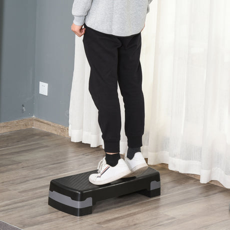 easycomfort easycomfort step fitness per allenamento a casa e palestra in pp con altezza regolabile 10cm e 15cm 68x29cm nero e grigio