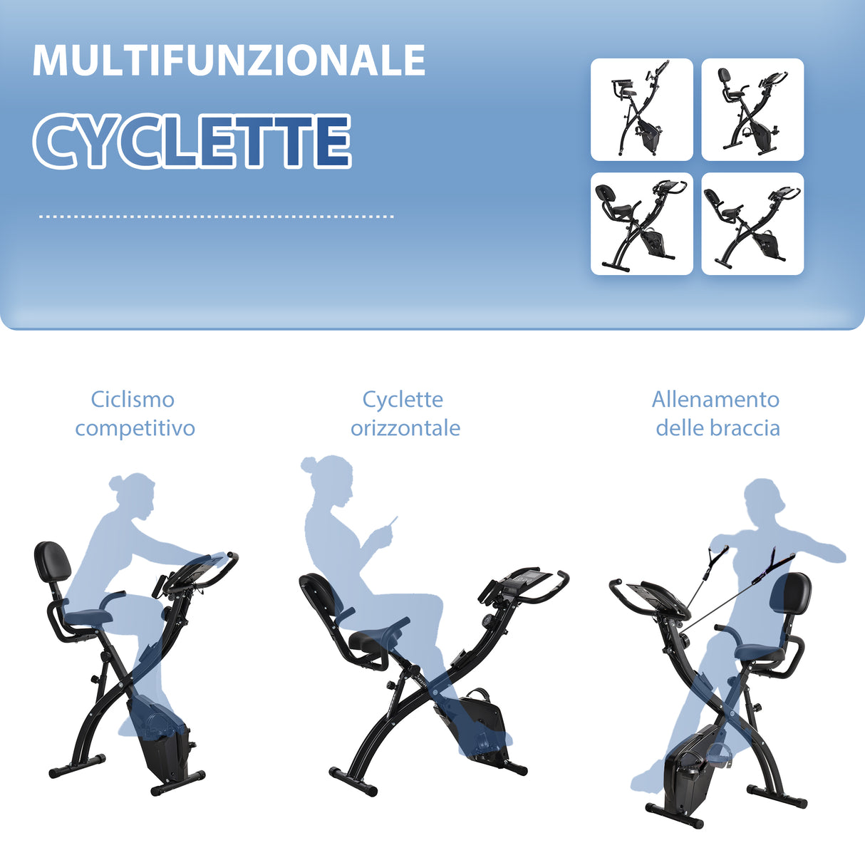 easycomfort easycomfort cyclette pieghevole 2 in 1 resistenza magnetica regolabile 8 livelli nero ean 8055776912271