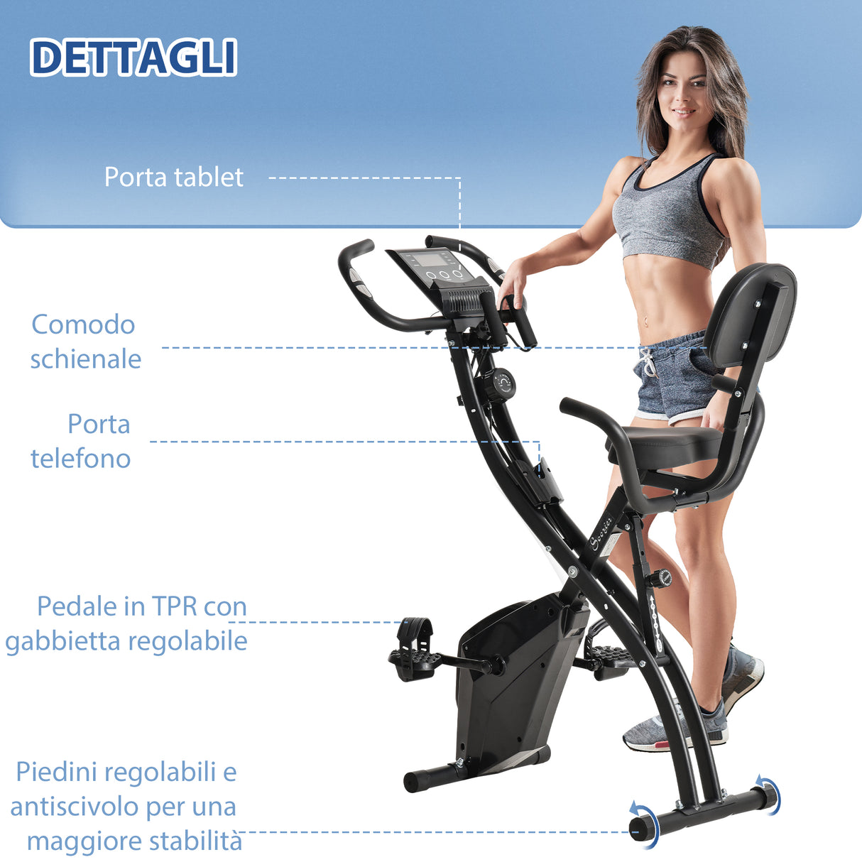 easycomfort easycomfort cyclette pieghevole 2 in 1 resistenza magnetica regolabile 8 livelli nero ean 8055776912271