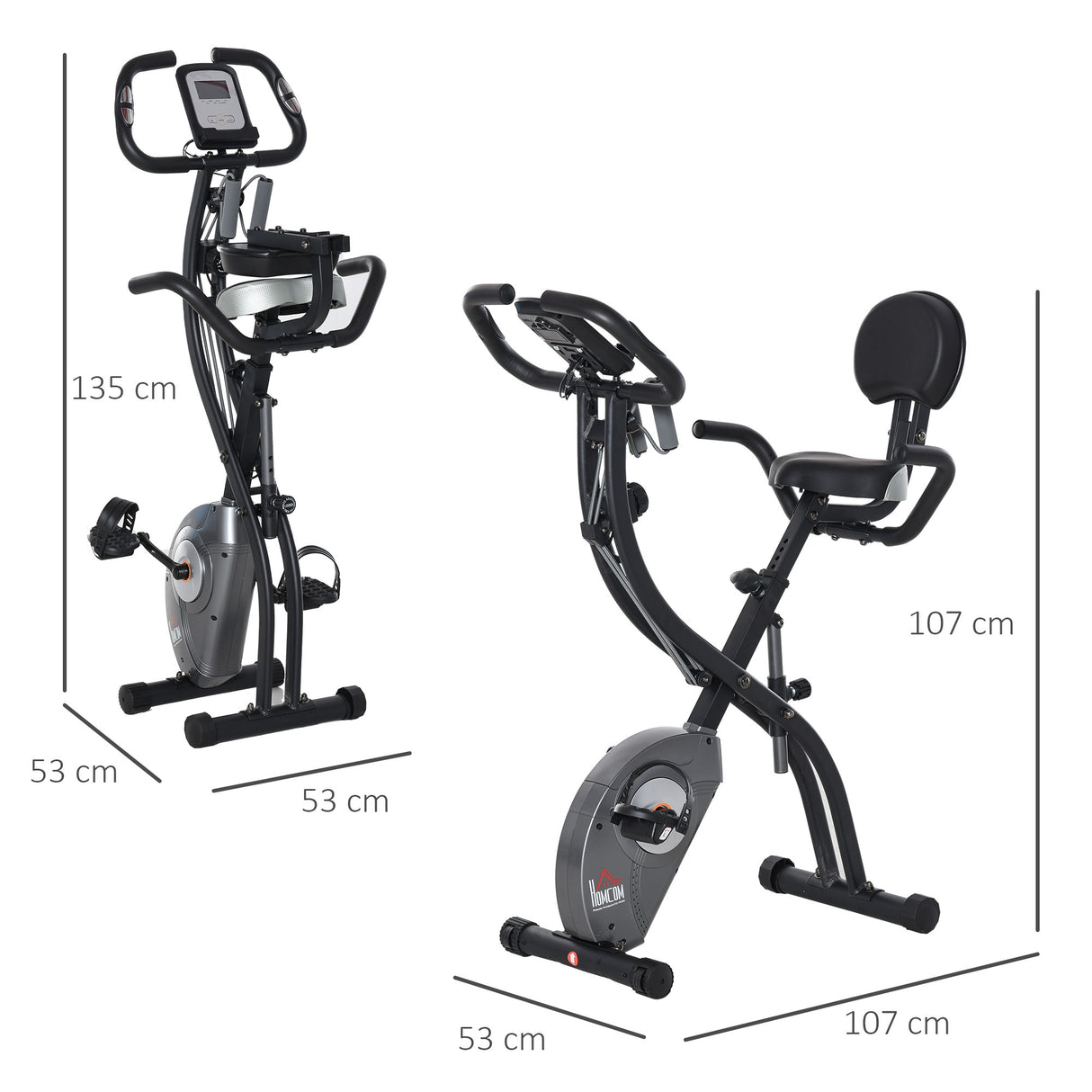 easycomfort easycomfort cyclette pieghevole con schienale bande elastiche e display lcd grigia ean 8054144138831
