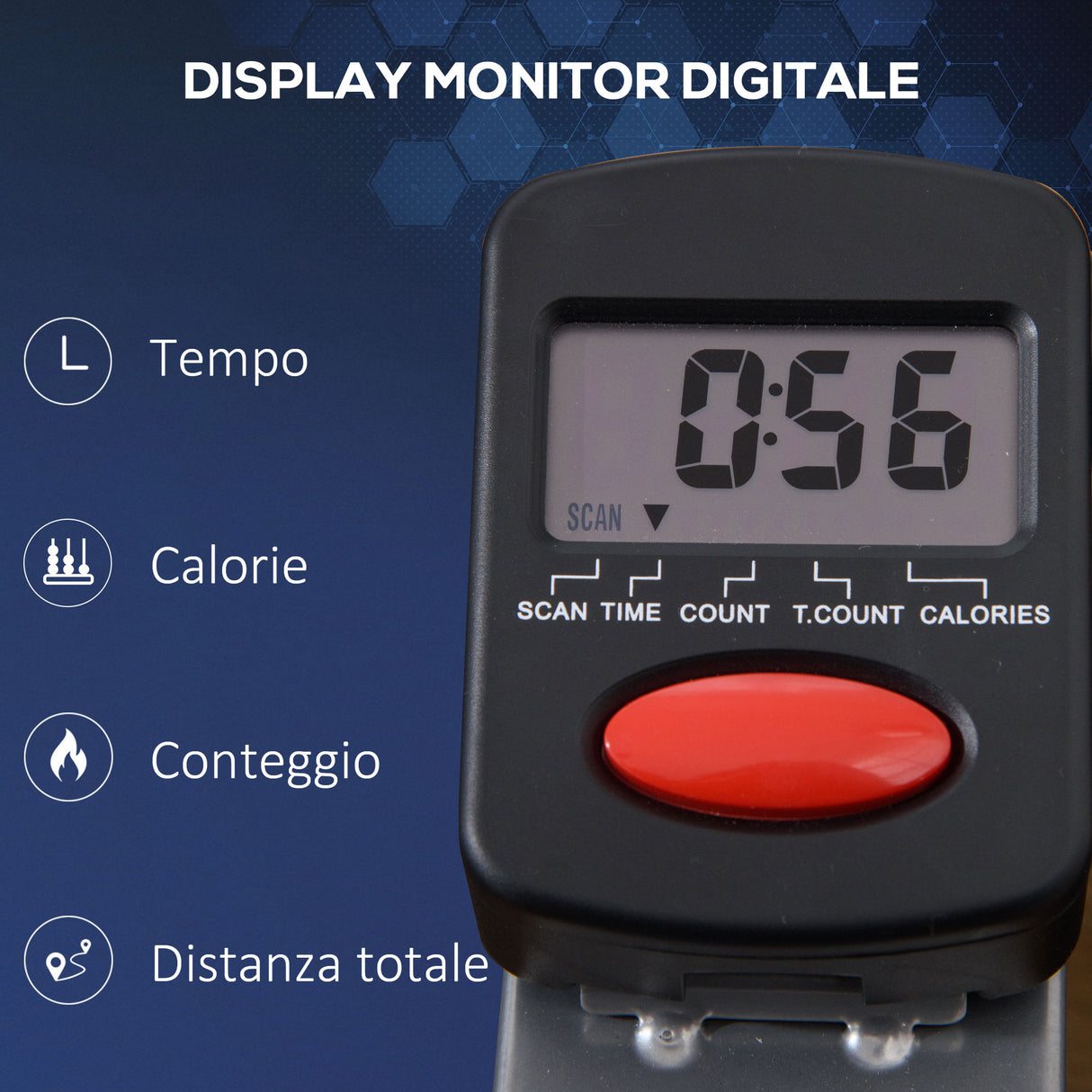 easycomfort easycomfort vogatore pieghevole 4 livelli di resistenza e display acciaio e abs 129x70x70 cm