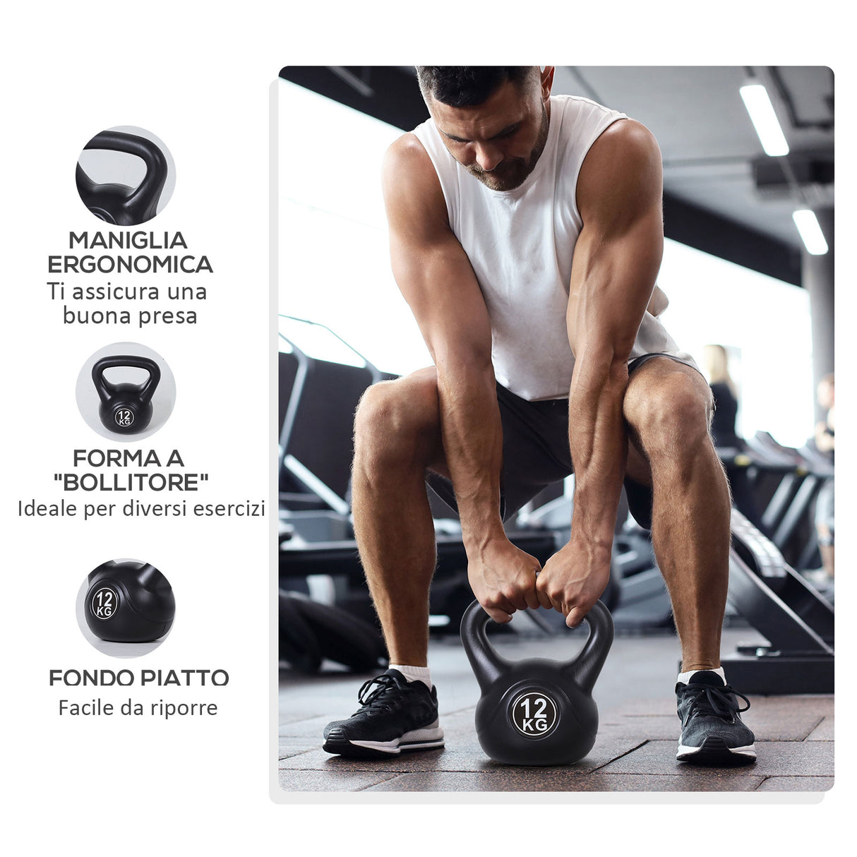 easycomfort easycomfort kettlebell 12 kg per allenamento cross training nero ean 8054111840026