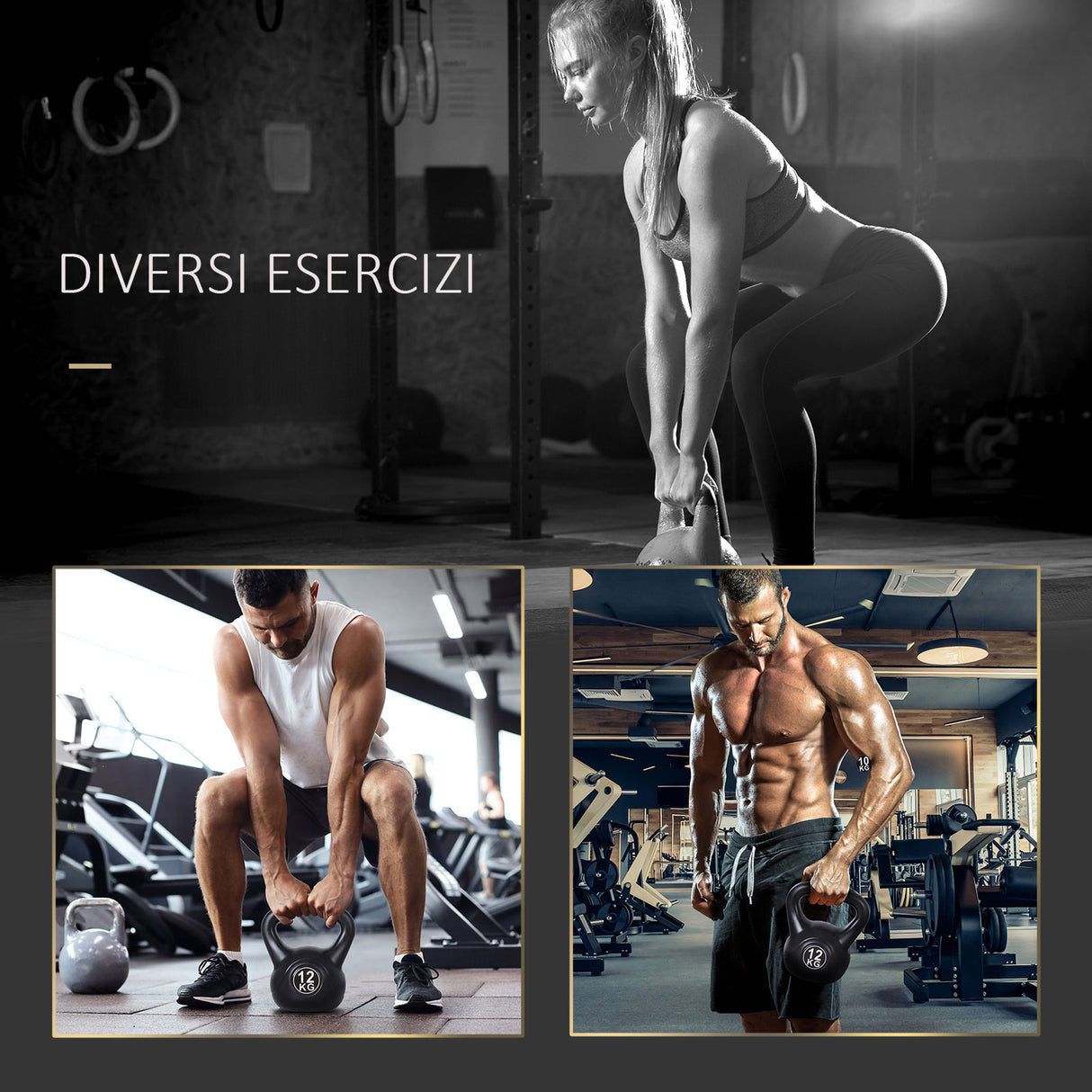 easycomfort easycomfort kettlebell 12 kg per allenamento cross training nero ean 8054111840026