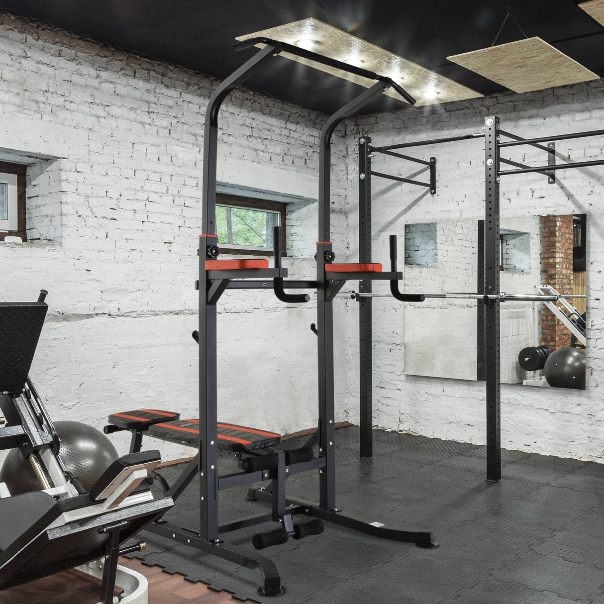 easycomfort easycomfort stazione di allenamento pieghevole multifunzionale in acciaio rosso e nero ean 8054111849555