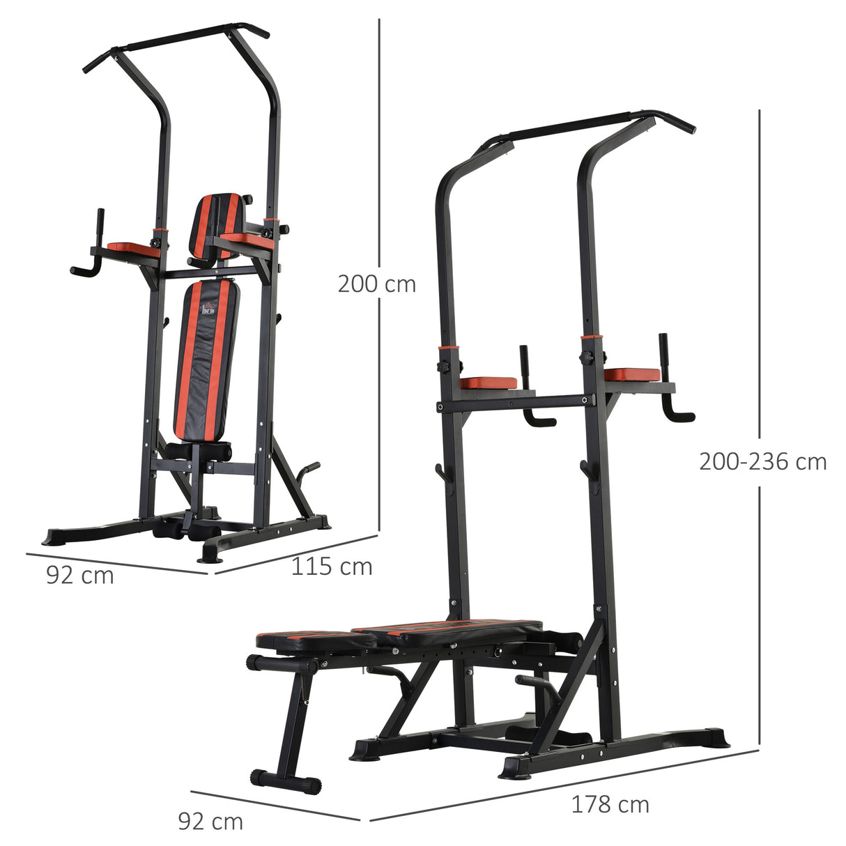 easycomfort easycomfort stazione di allenamento pieghevole multifunzionale in acciaio rosso e nero ean 8054111849555