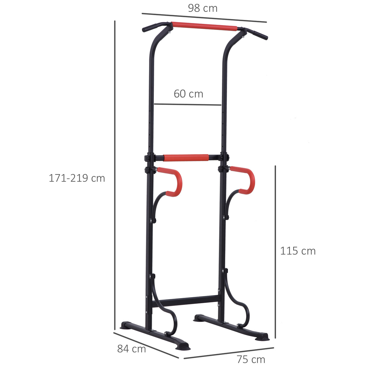 easycomfort easycomfort barra per trazioni power tower stazione fitness multifunzione regolabile 171 219cm nero rosso ean 8054144132037