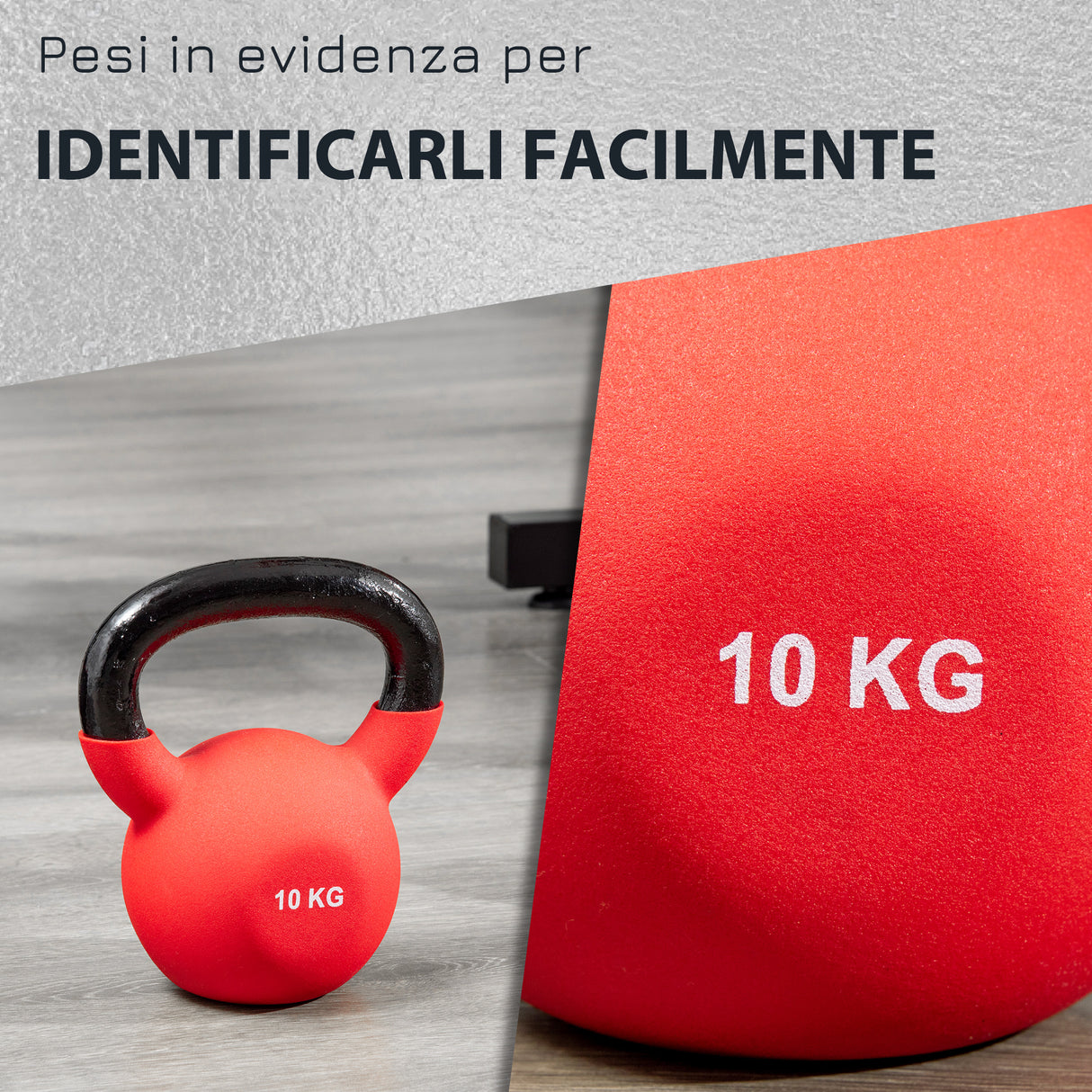 easycomfort easycomfort kettlebell 10 kg per allenamento bicipiti e spalle in metallo e neoprene 19x12x22 cm rosso