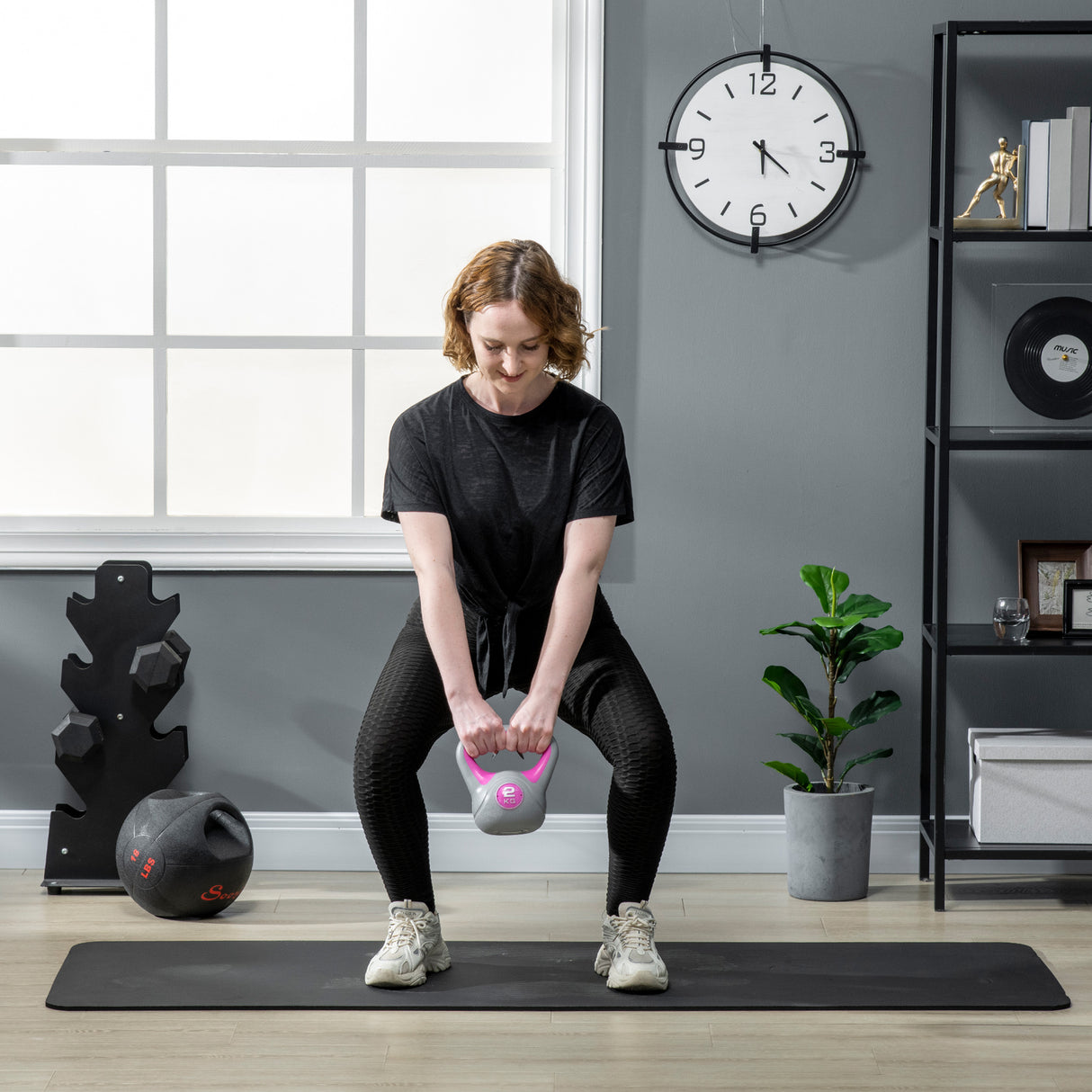 easycomfort easycomfort kettlebell 2kg in pu e sabbia con base piatta e impugnatura per stacchi squat e sollevamenti 18x10x20 cm rosa