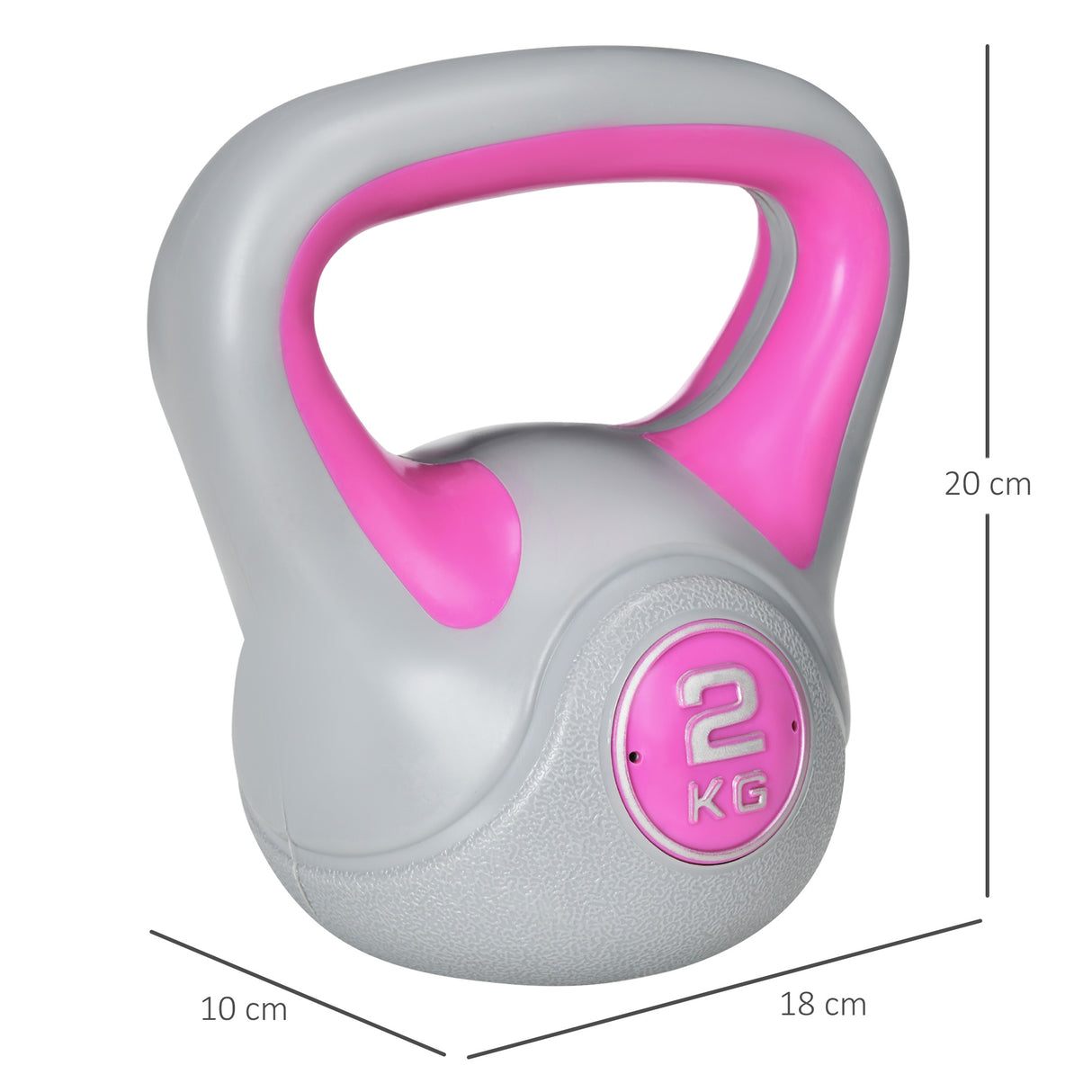 easycomfort easycomfort kettlebell 2kg in pu e sabbia con base piatta e impugnatura per stacchi squat e sollevamenti 18x10x20 cm rosa