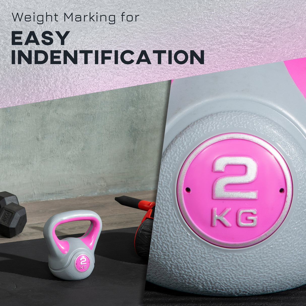 easycomfort easycomfort kettlebell 2kg in pu e sabbia con base piatta e impugnatura per stacchi squat e sollevamenti 18x10x20 cm rosa