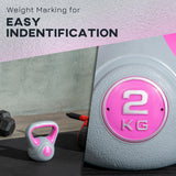 easycomfort easycomfort kettlebell 2kg in pu e sabbia con base piatta e impugnatura per stacchi squat e sollevamenti 18x10x20 cm rosa