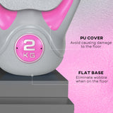 easycomfort easycomfort kettlebell 2kg in pu e sabbia con base piatta e impugnatura per stacchi squat e sollevamenti 18x10x20 cm rosa