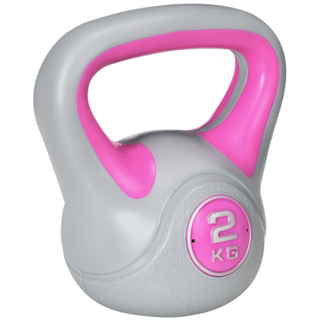 easycomfort easycomfort kettlebell 2kg in pu e sabbia con base piatta e impugnatura per stacchi squat e sollevamenti 18x10x20 cm rosa