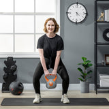 easycomfort easycomfort kettlebell 8kg in pu e sabbia con base piatta e impugnatura per stacchi squat e sollevamenti 20x14x24 cm arancione