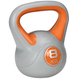 easycomfort easycomfort kettlebell 8kg in pu e sabbia con base piatta e impugnatura per stacchi squat e sollevamenti 20x14x24 cm arancione