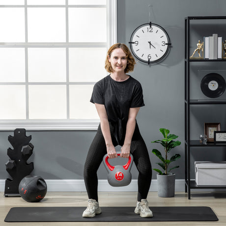 easycomfort easycomfort kettlebell 14kg in pu e sabbia con base piatta e impugnatura per stacchi squat e sollevamenti 26x18x32 cm rosso