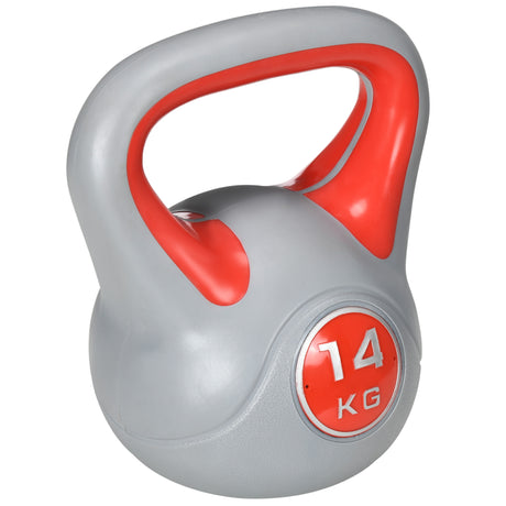 easycomfort easycomfort kettlebell 14kg in pu e sabbia con base piatta e impugnatura per stacchi squat e sollevamenti 26x18x32 cm rosso