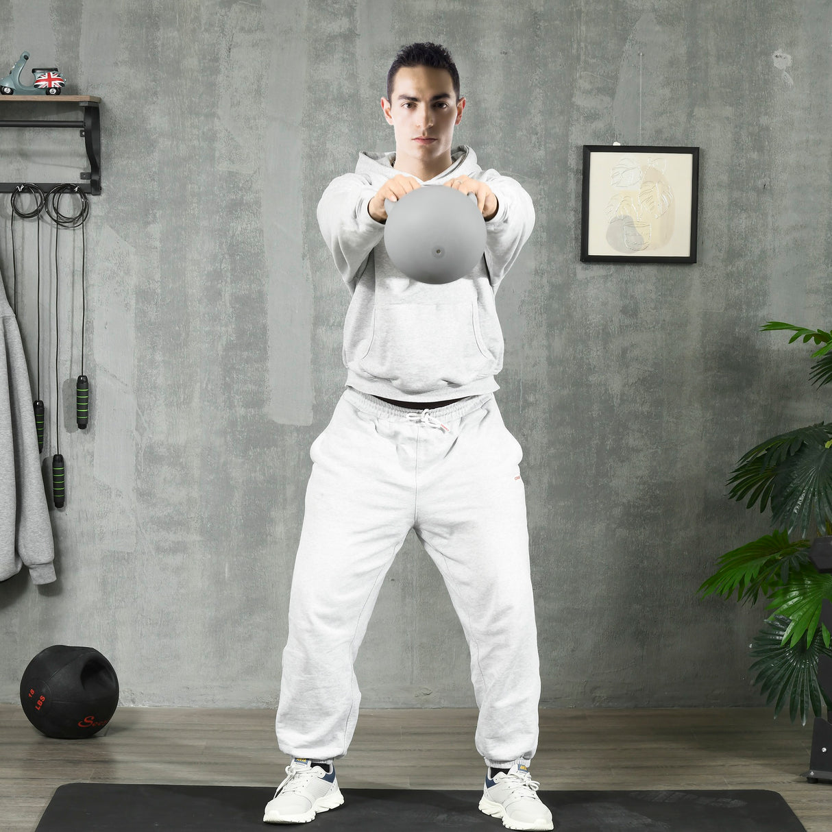 easycomfort easycomfort kettlebell 8kg in pvc e sabbia metallica per allenamento spalle e bicipiti 22x22x29 cm grigio