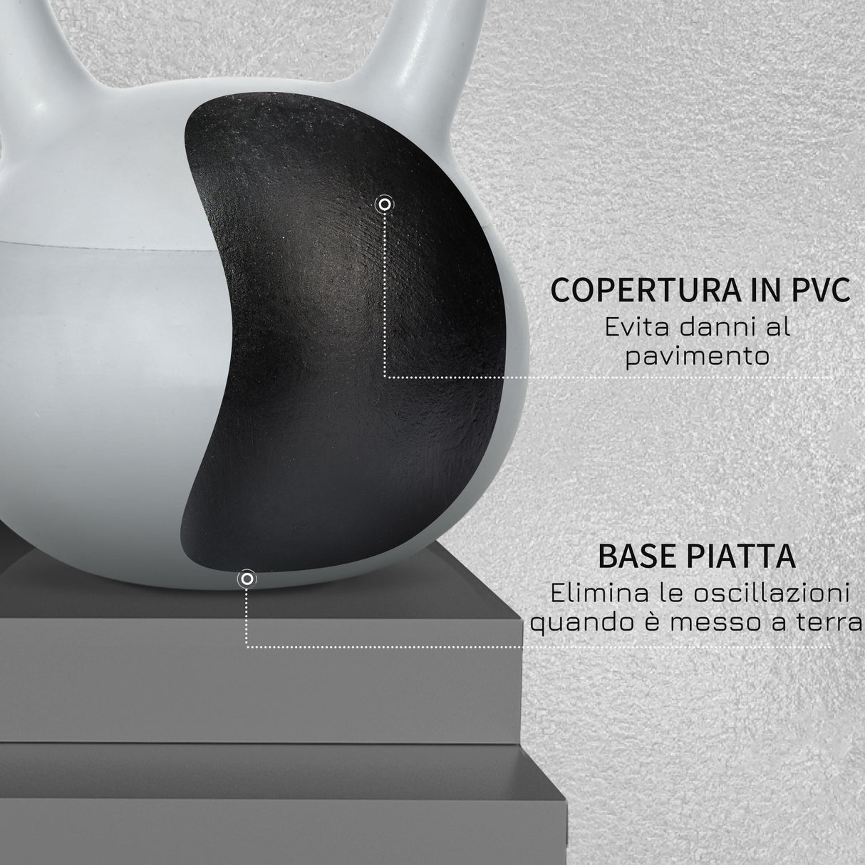 easycomfort easycomfort kettlebell 8kg in pvc e sabbia metallica per allenamento spalle e bicipiti 22x22x29 cm grigio