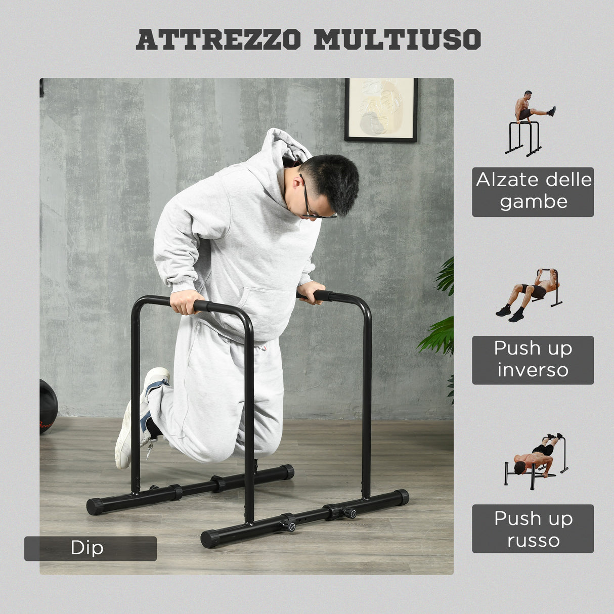 easycomfort easycomfort barra per dip in acciaio ad altezza regolabile con 6 lunghezze regolabili 90 102x65x80 90 cm nera