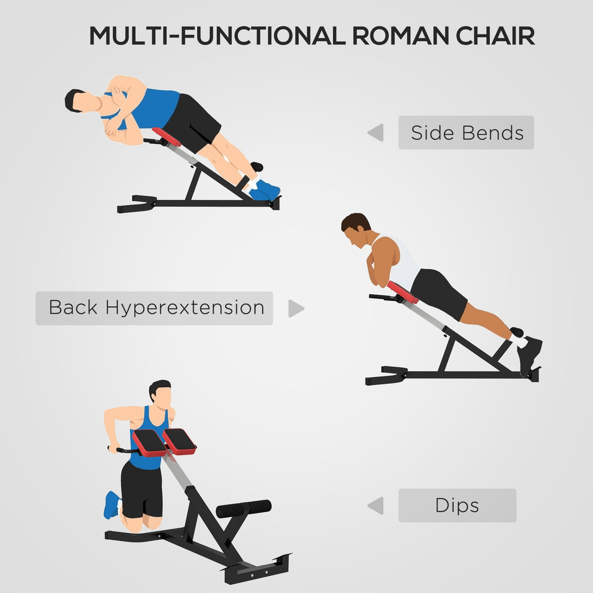 easycomfort easycomfort sedia romana ad altezza regolabile con imbottitura spessa in acciaio e pu 126x70x67 84 cm nera