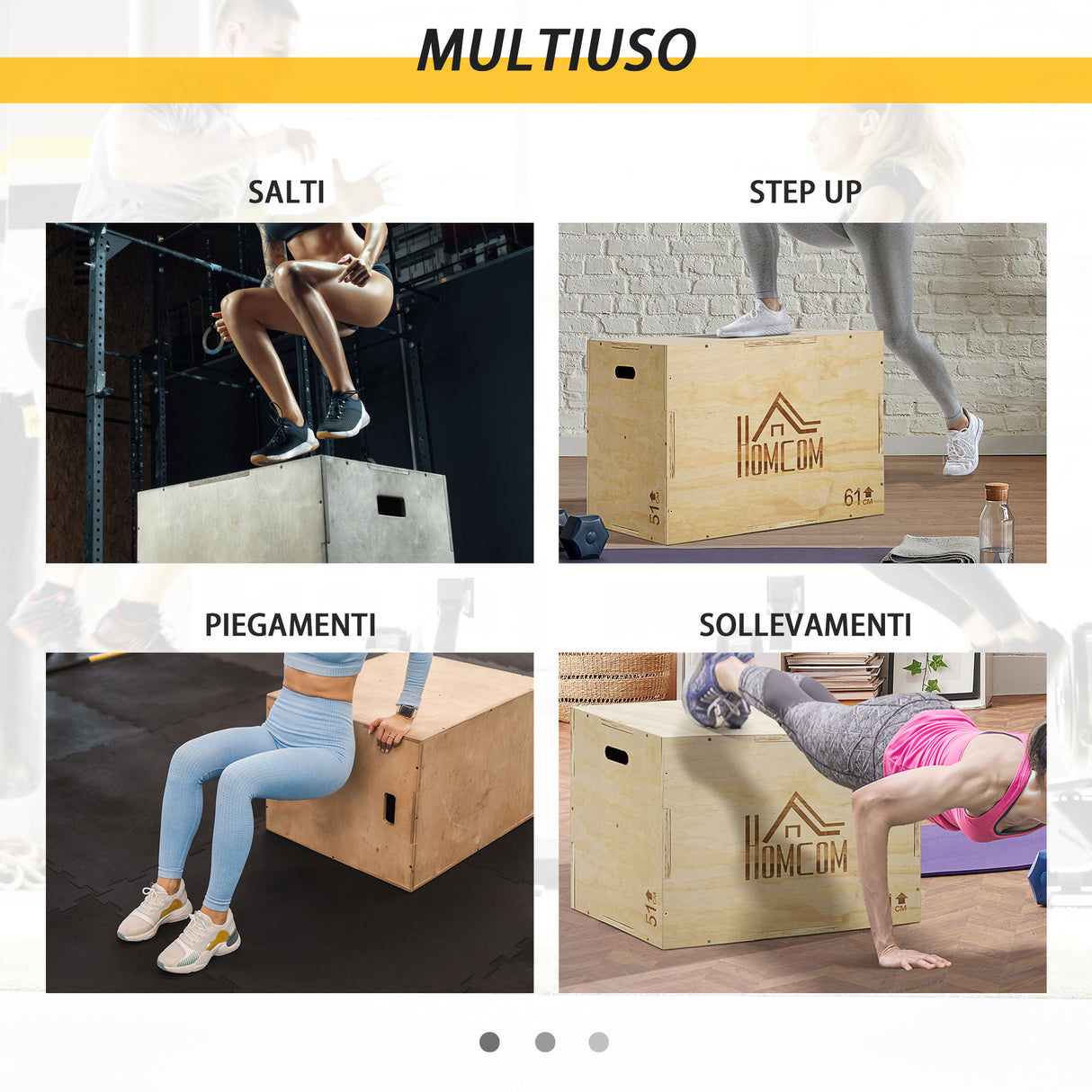 easycomfort easycomfort plyo box in legno a 3 altezze jumping box pliometrico capacita 120kg 61x51x76cm