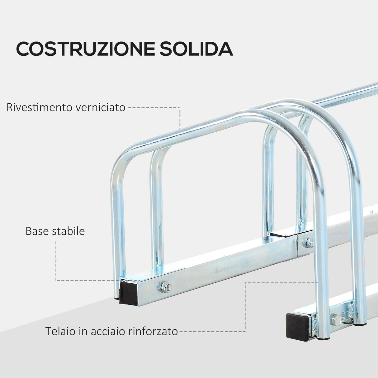 easycomfort easycomfort rastrelliera portabiciclette parcheggio per 3 biciclette in acciaio 76x33x27 cm argento