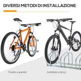 easycomfort easycomfort rastrelliera portabiciclette parcheggio per 3 biciclette in acciaio 76x33x27 cm argento