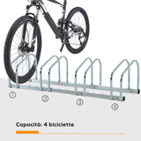 easycomfort easycomfort rastrelliera portabiciclette parcheggio per 4 biciclette in acciaio 110x33x27 cm argento