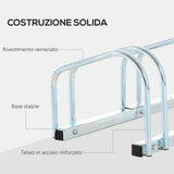 easycomfort easycomfort rastrelliera portabiciclette parcheggio per 4 biciclette in acciaio 110x33x27 cm argento