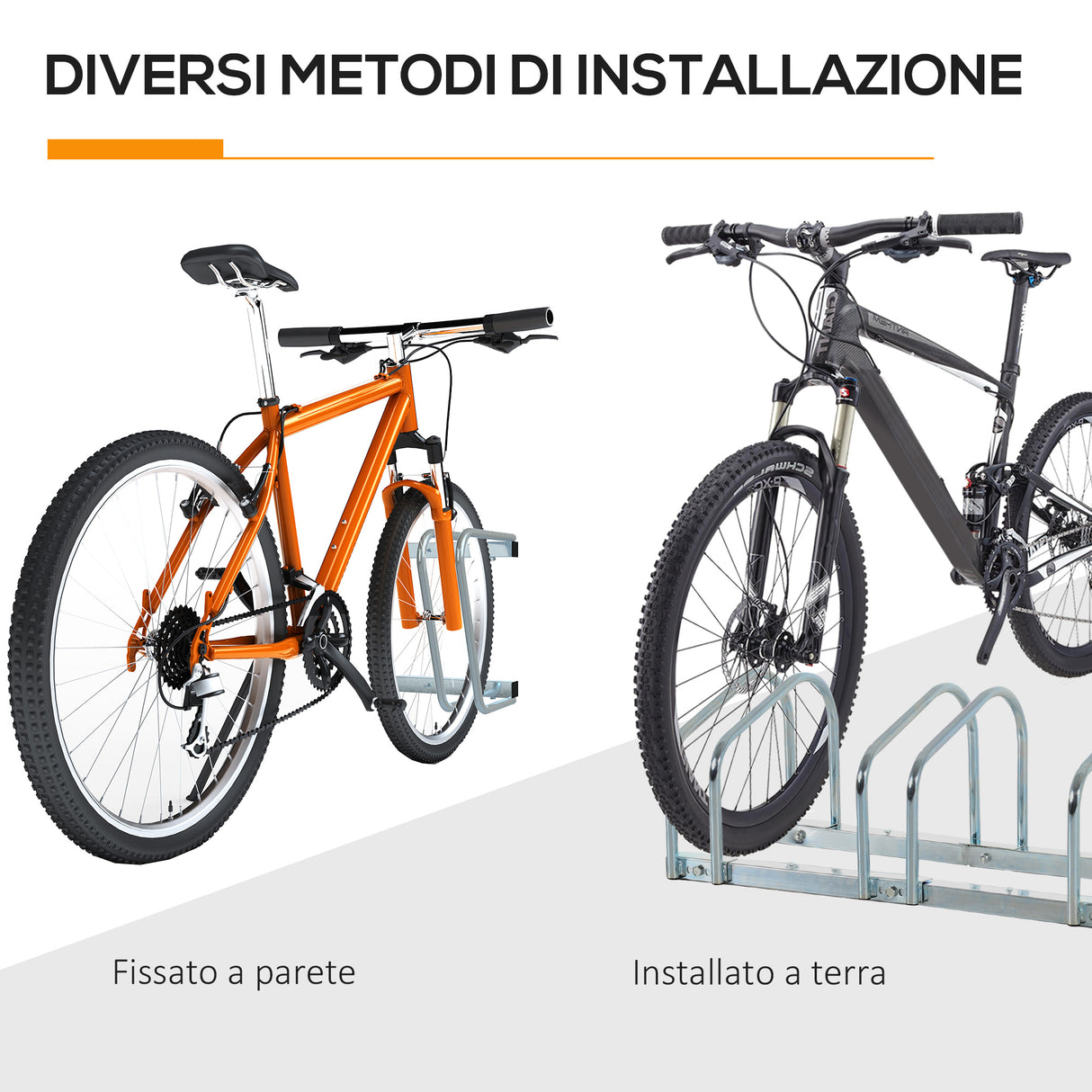 easycomfort easycomfort rastrelliera portabiciclette parcheggio per 4 biciclette in acciaio 110x33x27 cm argento