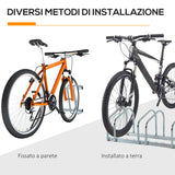 easycomfort easycomfort rastrelliera portabiciclette parcheggio per 4 biciclette in acciaio 110x33x27 cm argento
