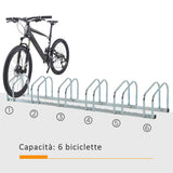 easycomfort easycomfort rastrelliera portabiciclette parcheggio per 6 biciclette in acciaio 179x33x27 cm argento