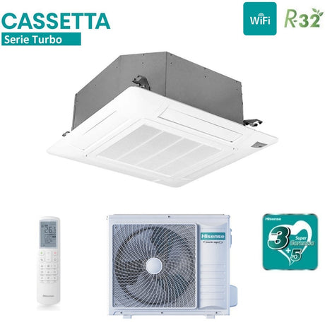 hisense climatizzatore condizionatore hisense inverter a cassetta serie super 36000 btu auc105ur4rkc8 auw105u4rk7 r 32 wi fi optional classe aa con telecomando e pannello incluso