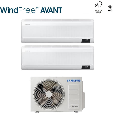 samsung climatizzatore condizionatore samsung dual split inverter serie windfree avant 77 btu con aj050txj2kg r 32 wi fi integrato 70007000 novita ean 8055776917436