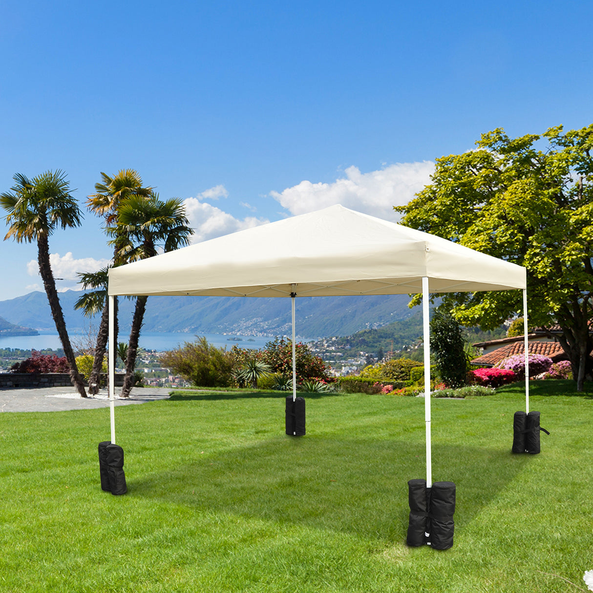 easycomfort easycomfort piedistallo zavorra per ancoraggio gazebo 4 pezzi nero