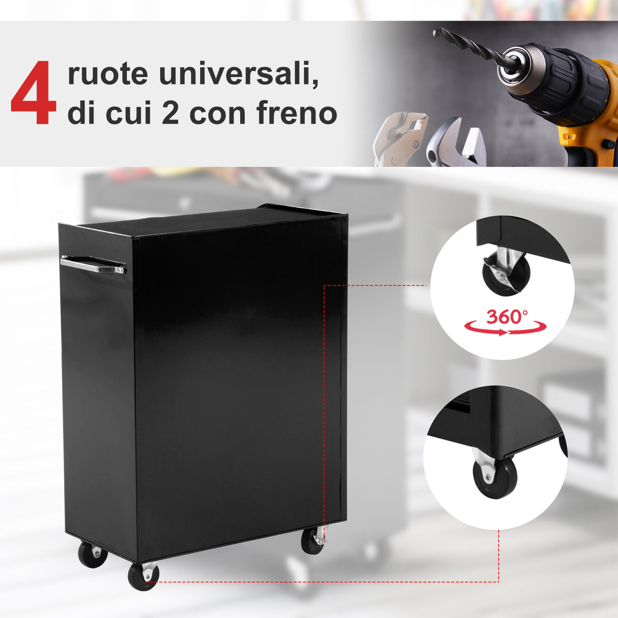 easycomfort easycomfort carrello cassettiera porta utensili per officina nero 61.5x33x85cm ean 8054144137582