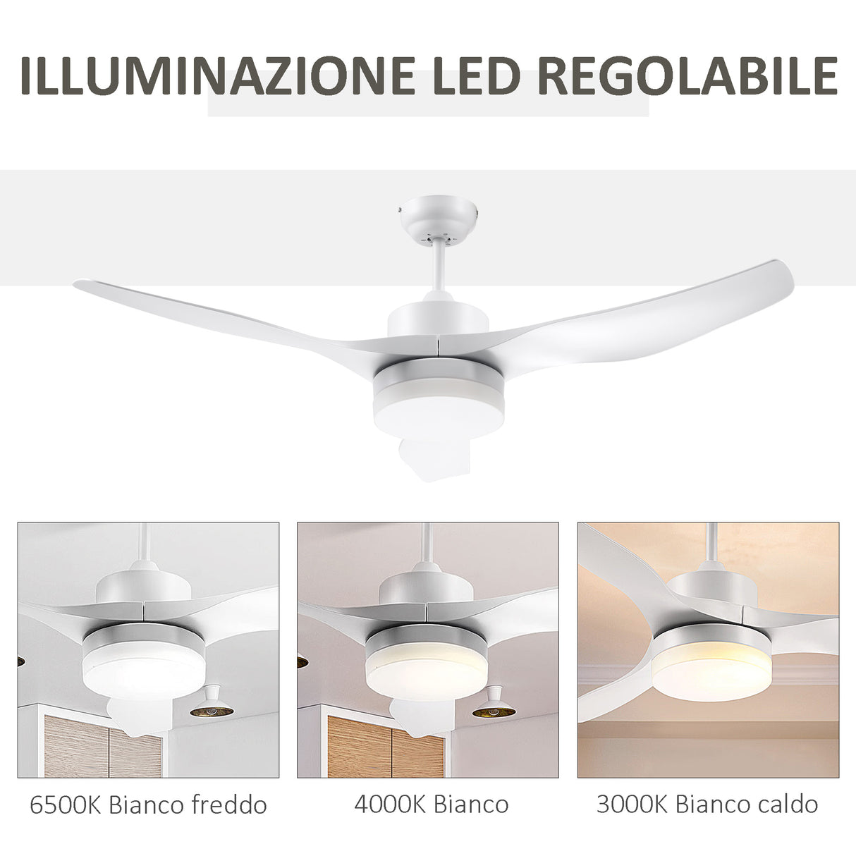 easycomfort easycomfort ventilatore da soffitto con luce led a 3 modalita con telecomando 6 velocita 132x40cm